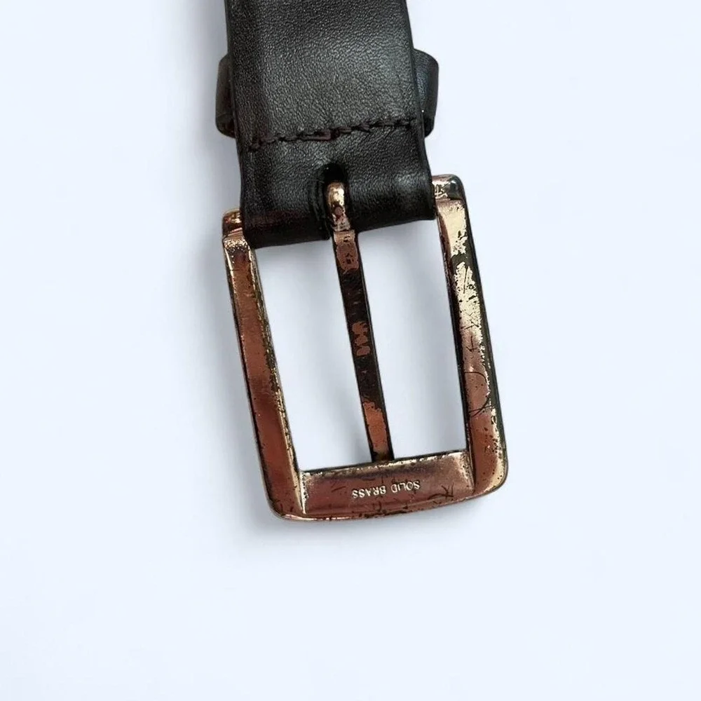 Vintage dark gray leather belt with silver buckle size L by Cipriani